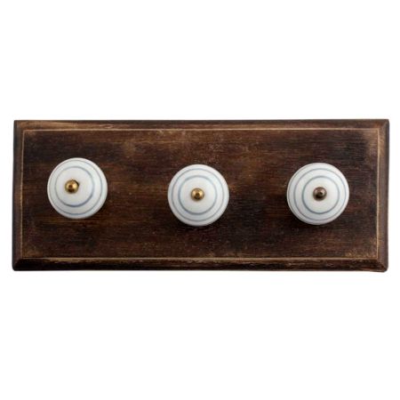 White Grey Strip Wooden Hooks